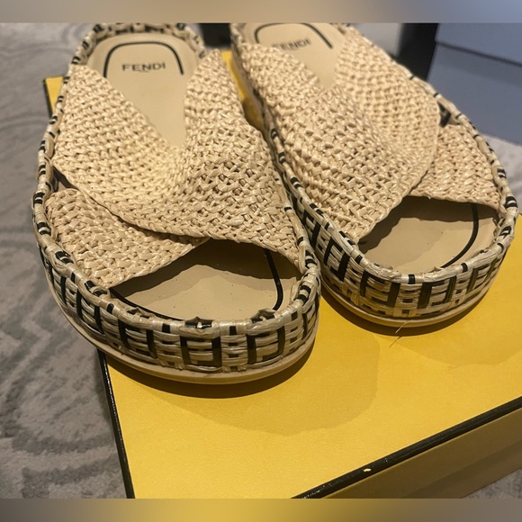 Fendi Straw Sandals-size 38 - Picture 3 of 6